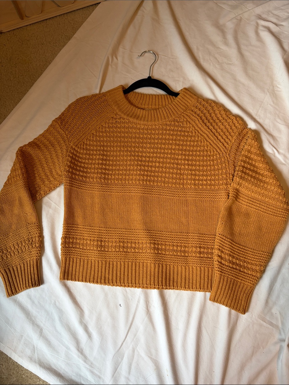 Universal Thread Women's Textured Crewneck Sweater - Mustard Yellow